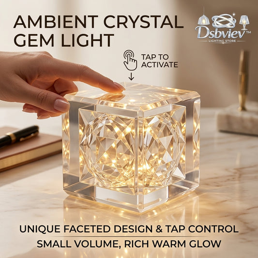Dsbviev™ Crystal Touch Control Table Lamp - Ambient LED Gem Cube Night Light, Small Decorative Accent Lamp with Rich Warm Glow, Tap Activated Bedside Light for Bedroom, Living Room & Elegant Home Decor